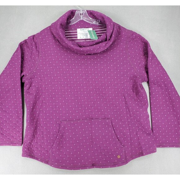 New Orvis Quilted Cowl Funnel Neck Womens Size XL Sweatshirt Double Faced Purple - Picture 1 of 5